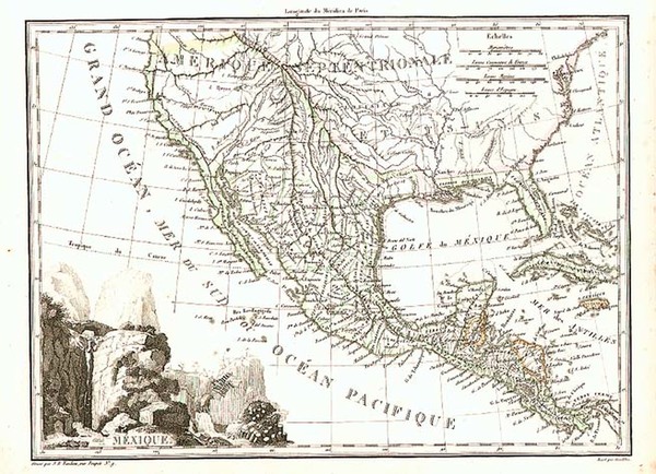 45-Southwest, Rocky Mountains, Mexico and California Map By Conrad Malte-Brun