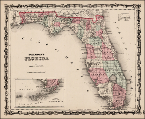 49-Florida Map By Benjamin P Ward  &  Alvin Jewett Johnson