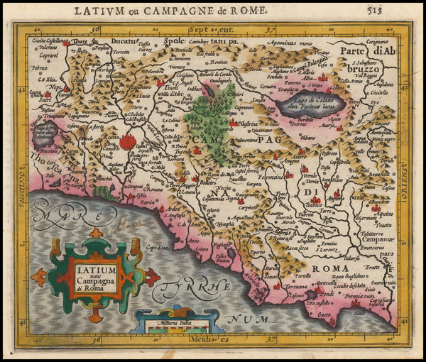 35-Italy Map By Henricus Hondius - Gerhard Mercator