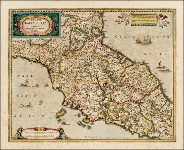 53-Italy Map By Henricus Hondius