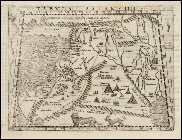 92-Middle East, Holy Land and Balearic Islands Map By Giacomo Gastaldi