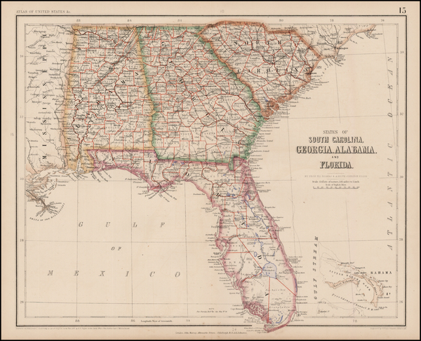 87-Florida, South and Southeast Map By Henry Darwin Rogers  &  Alexander Keith Johnston