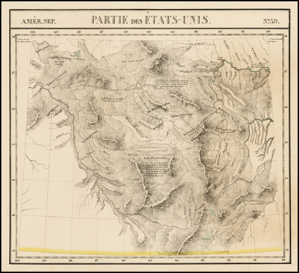 65-Rocky Mountains Map By Philippe Marie Vandermaelen