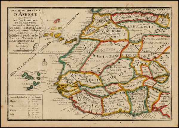 57-North Africa, West Africa and African Islands, including Madagascar Map By Nicolas de Fer