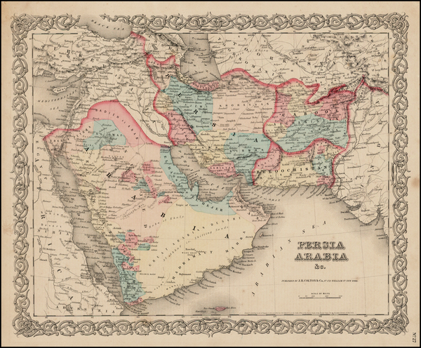 49-Central Asia & Caucasus and Middle East Map By Joseph Hutchins Colton