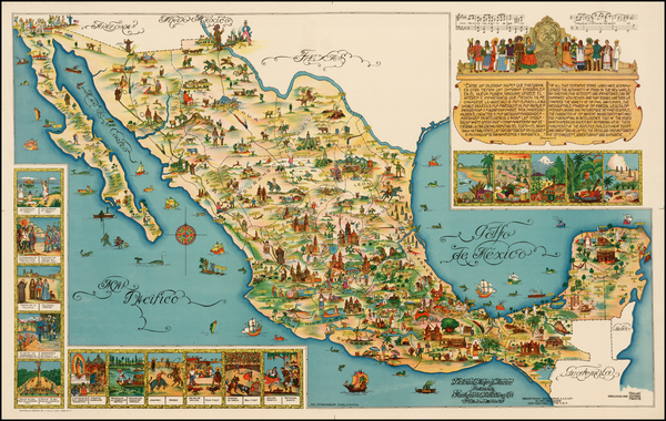 28-Mexico Map By Fischgrund Publishing Company