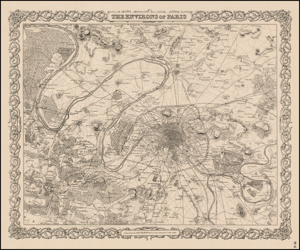 64-France Map By Joseph Hutchins Colton