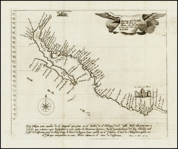 38-Mexico and Baja California Map By Domingo del Castillo