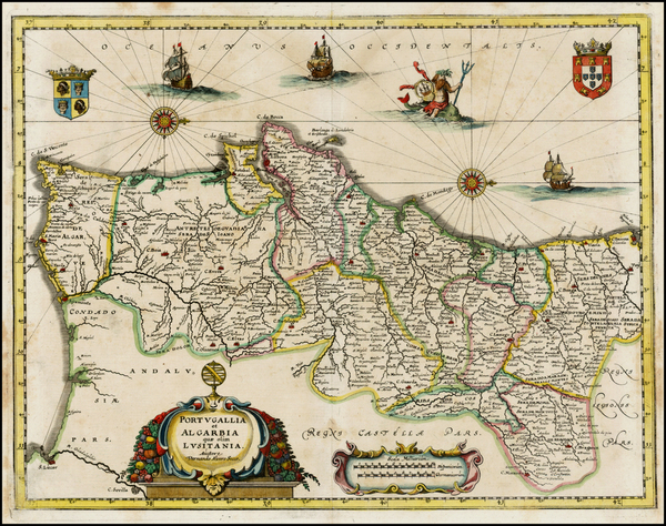 55-Portugal Map By Matthaus Merian