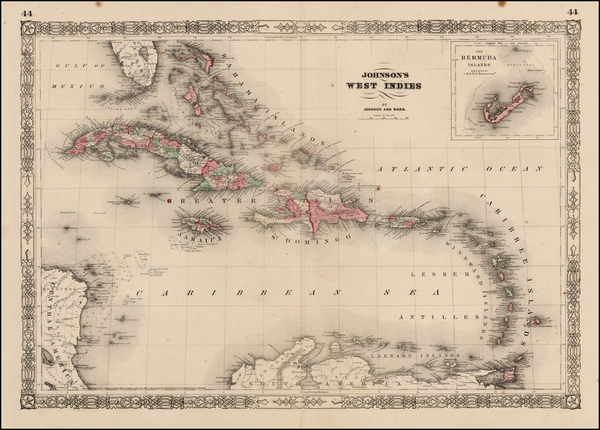 41-Caribbean Map By Benjamin P Ward  &  Alvin Jewett Johnson