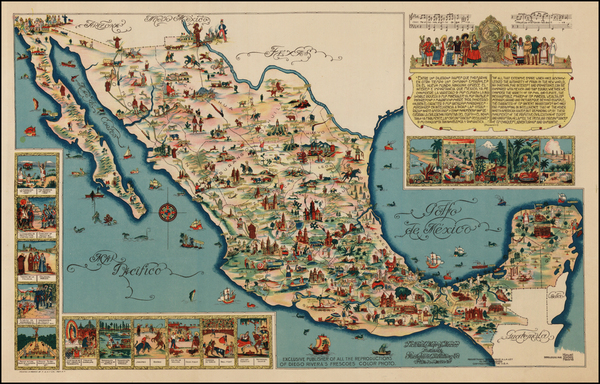 19-Mexico and Pictorial Maps Map By Fischgrund Publishing Company