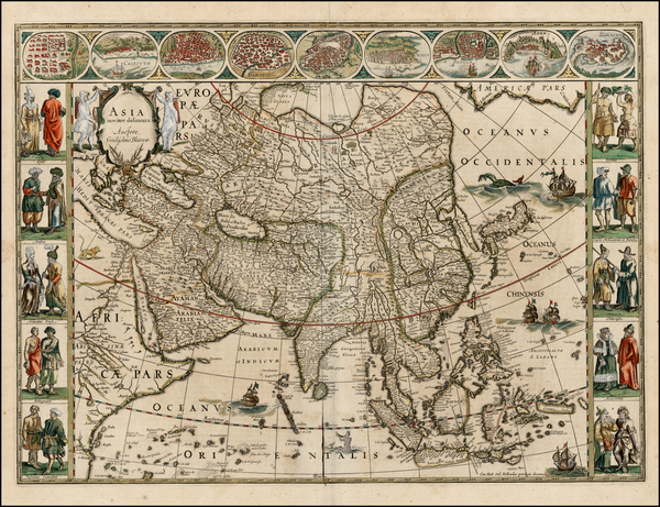 28-Asia and Asia Map By Willem Janszoon Blaeu