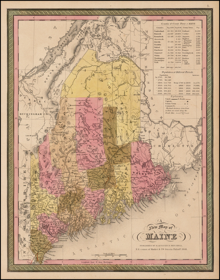 34-New England Map By Samuel Augustus Mitchell