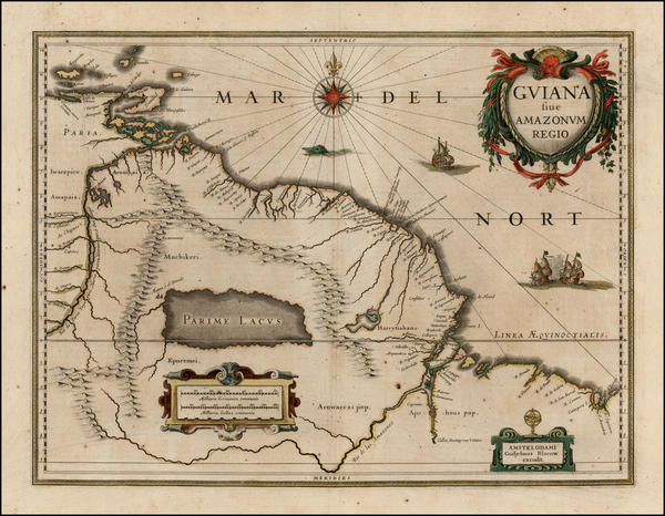 53-South America and Brazil Map By Willem Janszoon Blaeu