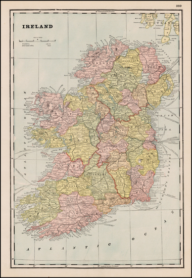 87-Ireland Map By George F. Cram