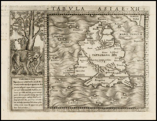 77-Indian Ocean, India and Southeast Asia Map By Giacomo Gastaldi