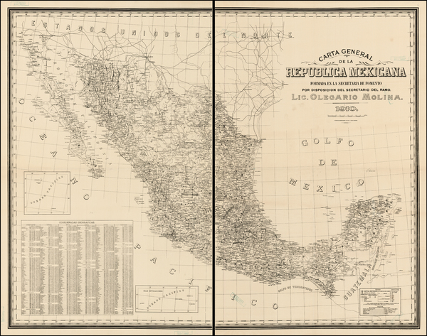 13-Mexico and Baja California Map By Olegario Molina