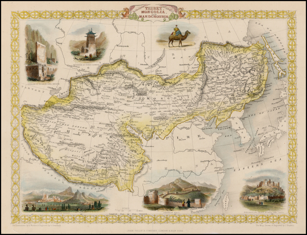 81-China, India, Central Asia & Caucasus and Russia in Asia Map By John Tallis