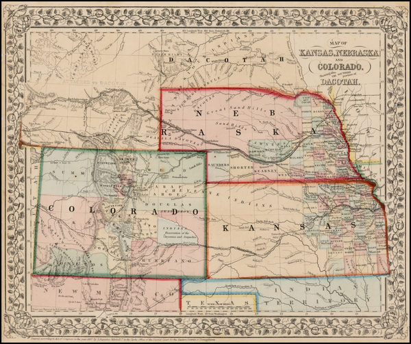 37-Plains, Southwest and Rocky Mountains Map By Samuel Augustus Mitchell Jr.