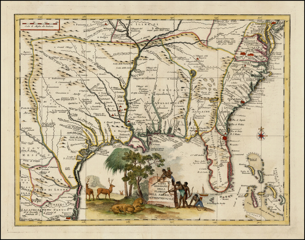 20-Florida, South, Southeast, Texas and Midwest Map By Giambattista Albrizzi