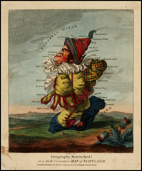 67-Scotland, Comic & Anthropomorphic and Curiosities Map By Jonathan Carver  &  Thomas Bow