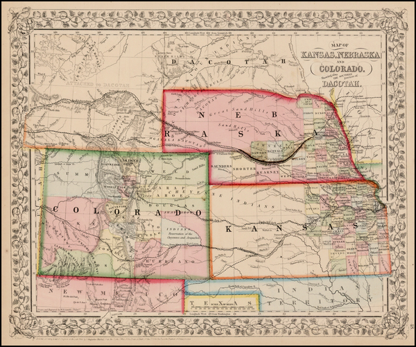 68-Plains, Southwest and Rocky Mountains Map By Samuel Augustus Mitchell Jr.