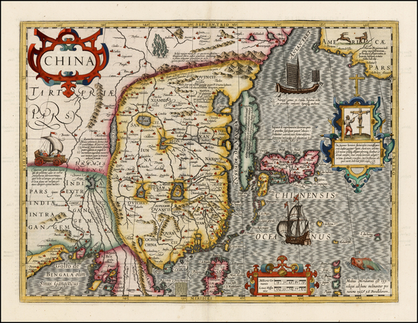 100-China, Japan and Korea Map By Jodocus Hondius