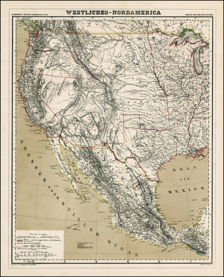 36-Texas, Plains, Southwest, Rocky Mountains and California Map By Dietrich Reimer  &  Heinric