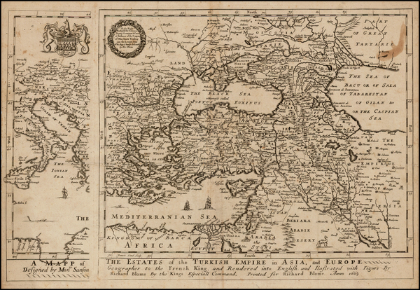 19-Turkey, Mediterranean, Turkey & Asia Minor and Greece Map By Richard Blome