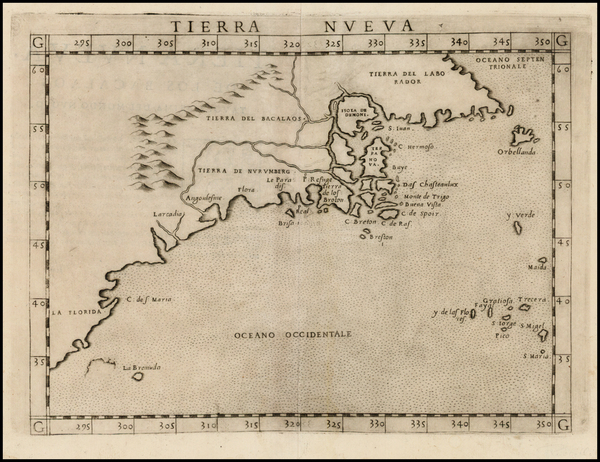 74-New England, Southeast and Canada Map By Girolamo Ruscelli