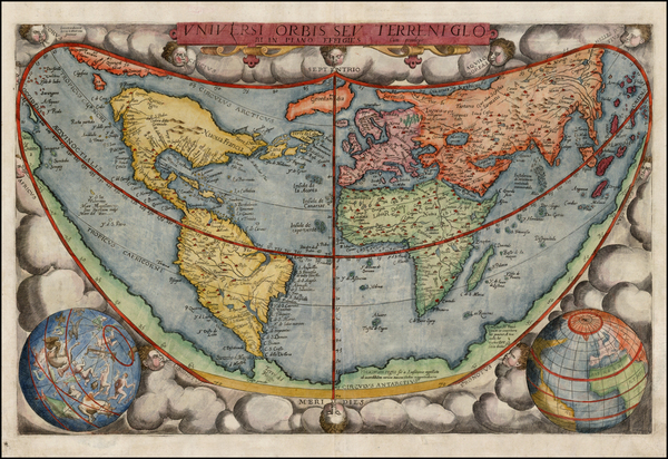 8-World and World Map By Gerard de Jode