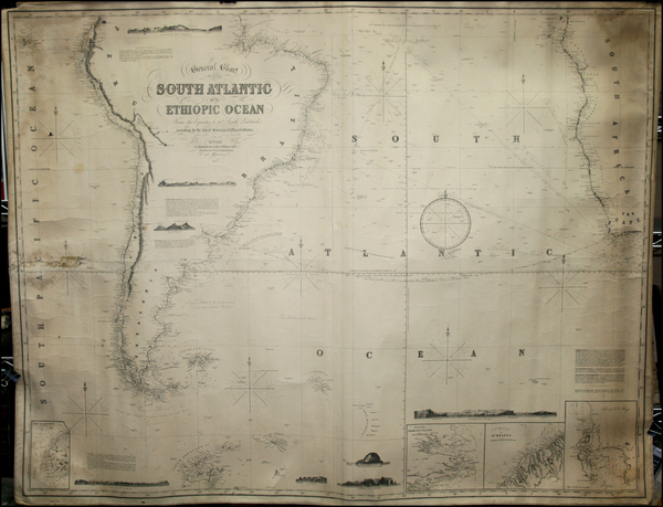 45-Atlantic Ocean, South America, South Africa and West Africa Map By James Imray & Son