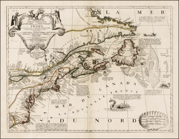 38-New England, Mid-Atlantic, Southeast and Canada Map By Vincenzo Maria Coronelli / Jean-Baptiste