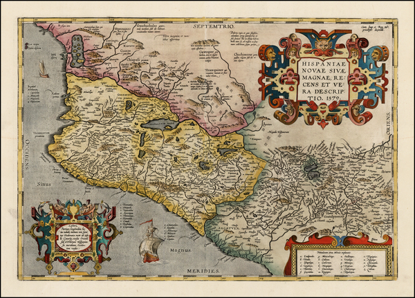 36-Mexico Map By Abraham Ortelius