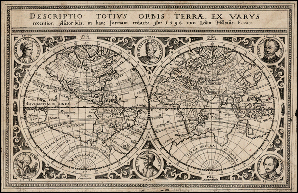 91-World and World Map By Levinus Hulsius