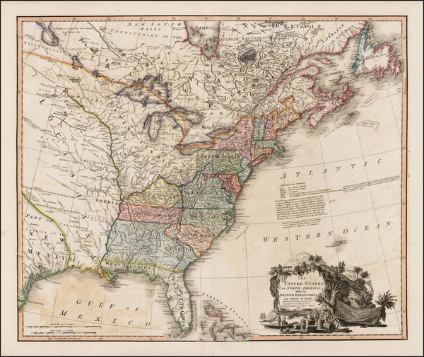 40-United States, Southeast, Midwest and Plains Map By William Faden