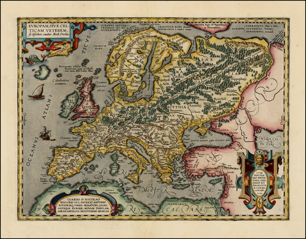 31-Europe, Europe, British Isles and Mediterranean Map By Abraham Ortelius