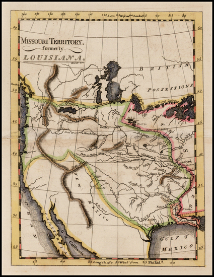 63-Texas, Plains, Southwest, Rocky Mountains and California Map By Mathew Carey