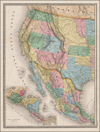 33-Texas, Plains, Southwest, Rocky Mountains and California Map By Eugène Andriveau-Goujon