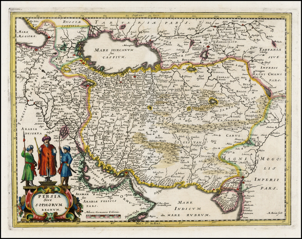 65-Central Asia & Caucasus and Middle East Map By Matthaus Merian