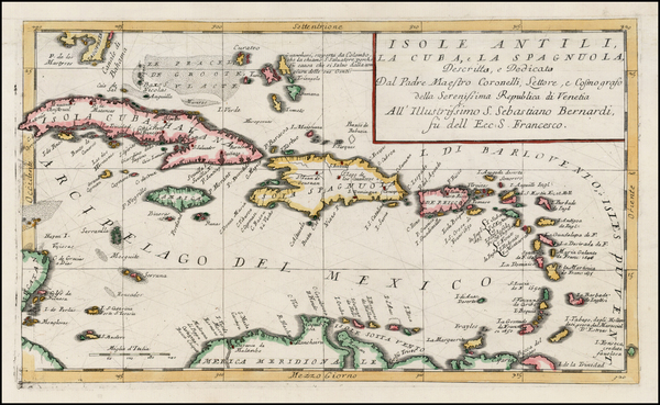 63-Caribbean Map By Vincenzo Maria Coronelli