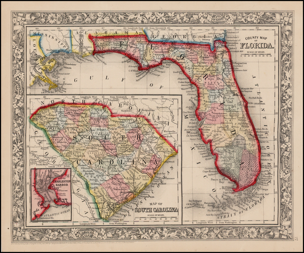 48-Florida Map By Samuel Augustus Mitchell Jr.