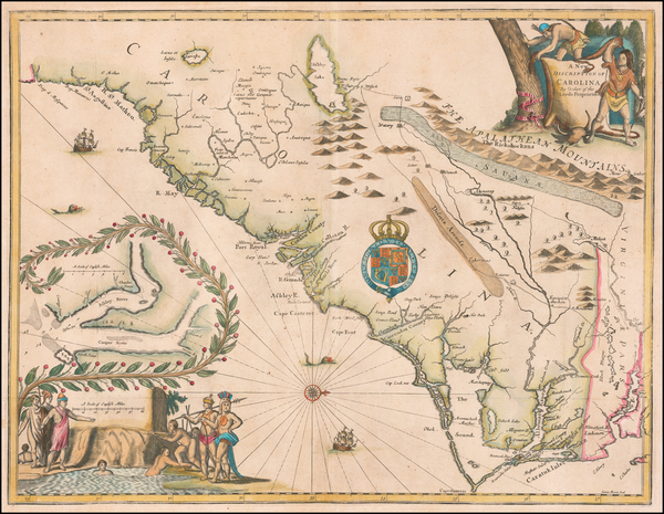 21-Southeast, North Carolina and South Carolina Map By John Ogilby - James Moxon