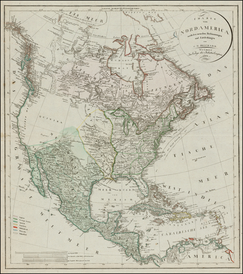 78-United States, Southeast, North America and Canada Map By Christian Gottlieb Reichard