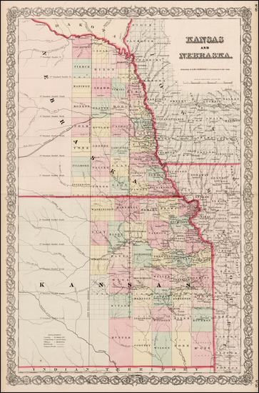 18-Midwest and Plains Map By Joseph Hutchins Colton