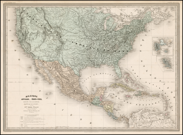 7-United States and Mexico Map By Adolphe Hippolyte Dufour