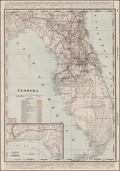 48-Florida Map By George F. Cram