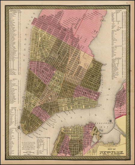 53-New York City Map By Samuel Augustus Mitchell