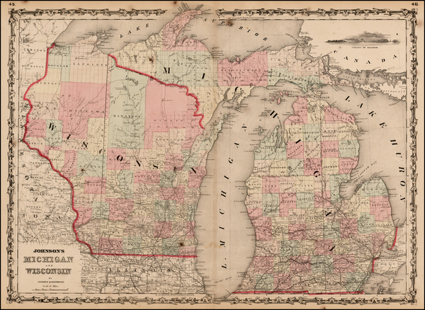 93-Midwest Map By Alvin Jewett Johnson  &  Ross C. Browning