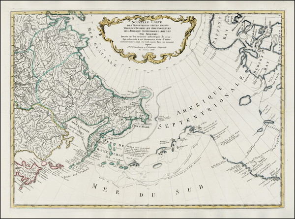 61-Polar Maps, Alaska, Pacific, Russia in Asia and Canada Map By Gerhard Friedrich Muller